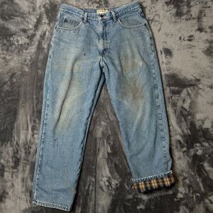 L.L. Bean Men's Flannel Lined Jeans Relaxed Fit Well Worked Size 33x29